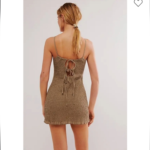 Free People Iyla Smocked Min Dress in Ground Coriander - Picture 2 of 7